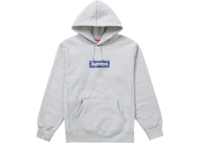Supreme Bandana Box Logo Hooded Sweatshirt Heather Grey